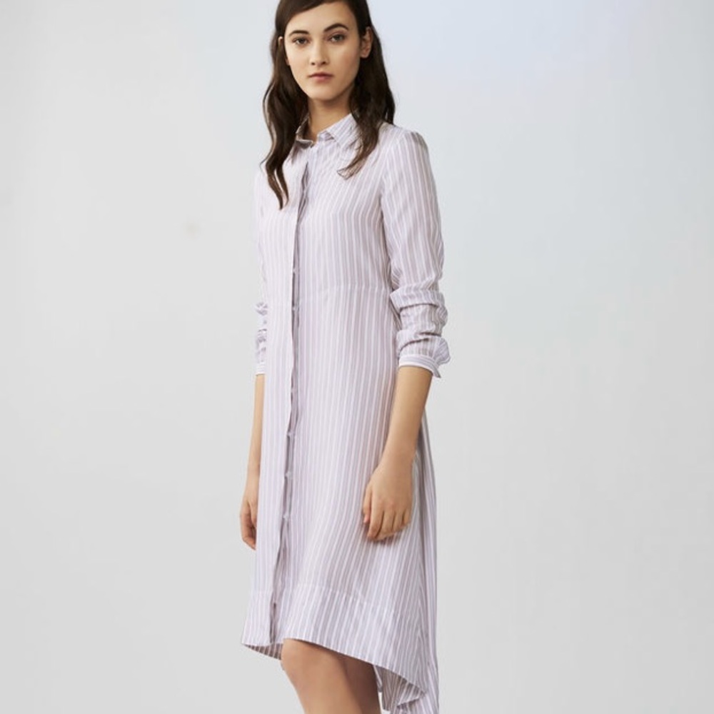 Maje Asymmetrical striped shirt dress